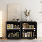 Black Modern Buffet Cabinet with Storage & Adjustable Shelves.