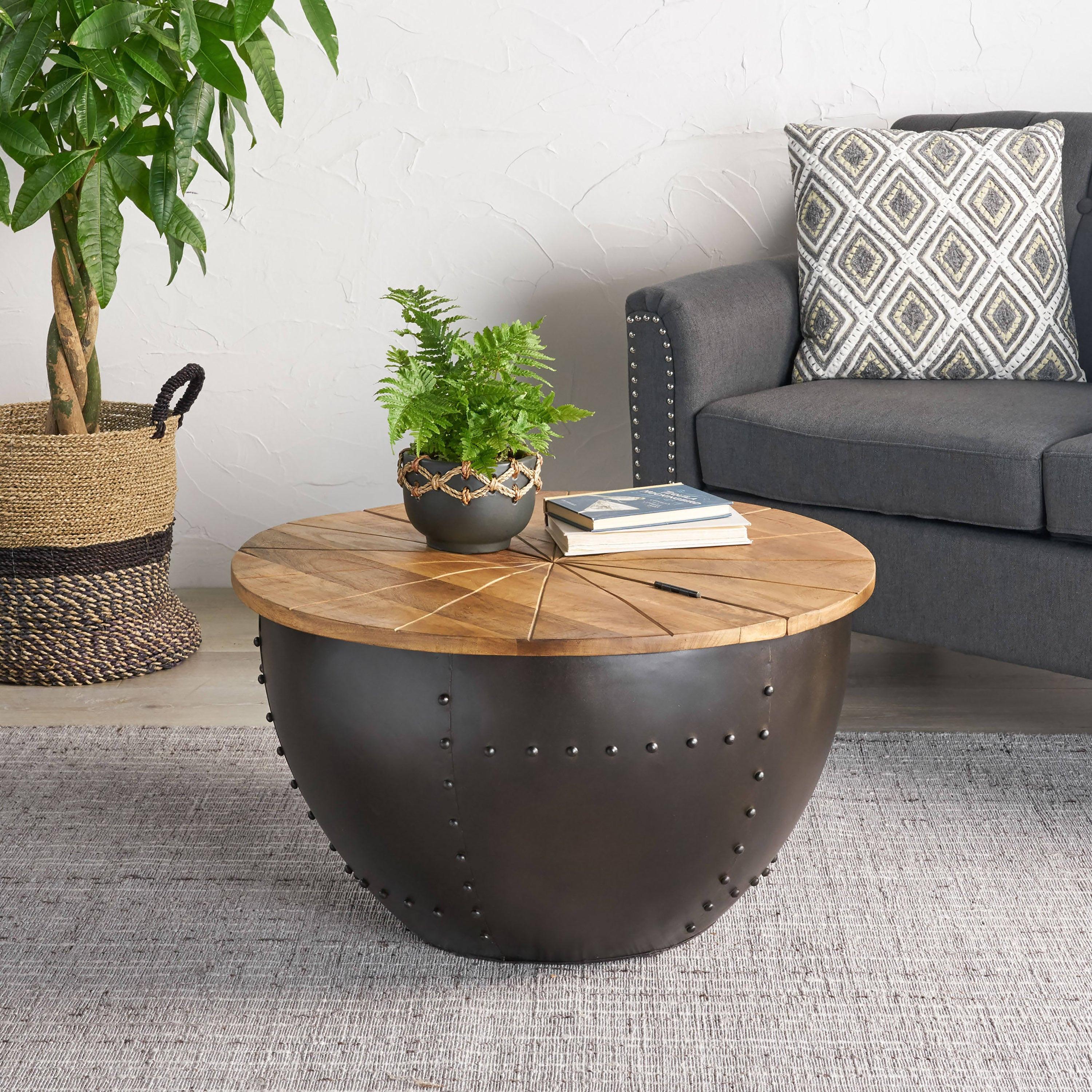 Modern Industrial Wooden & Iron Coffee Table.