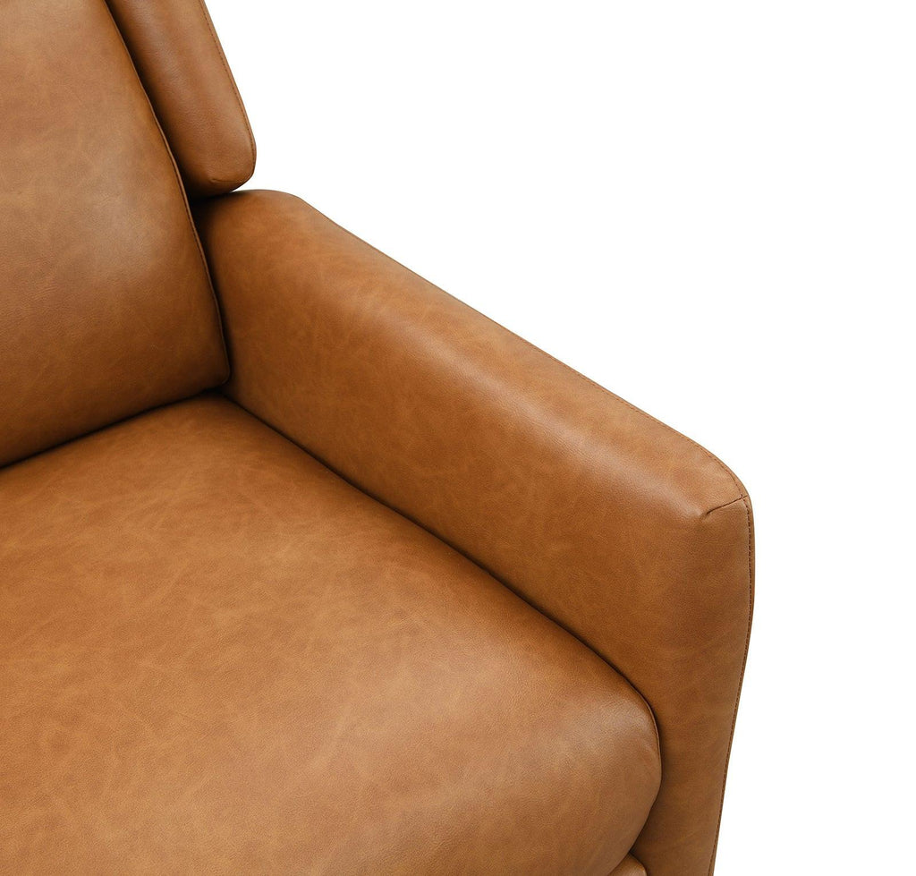 Mid-Century Modern Pushback Recliner in Brown Fabric.