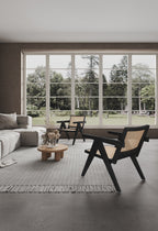 Hamlet Cane Back Wood Accent Armchair in Black and Natural