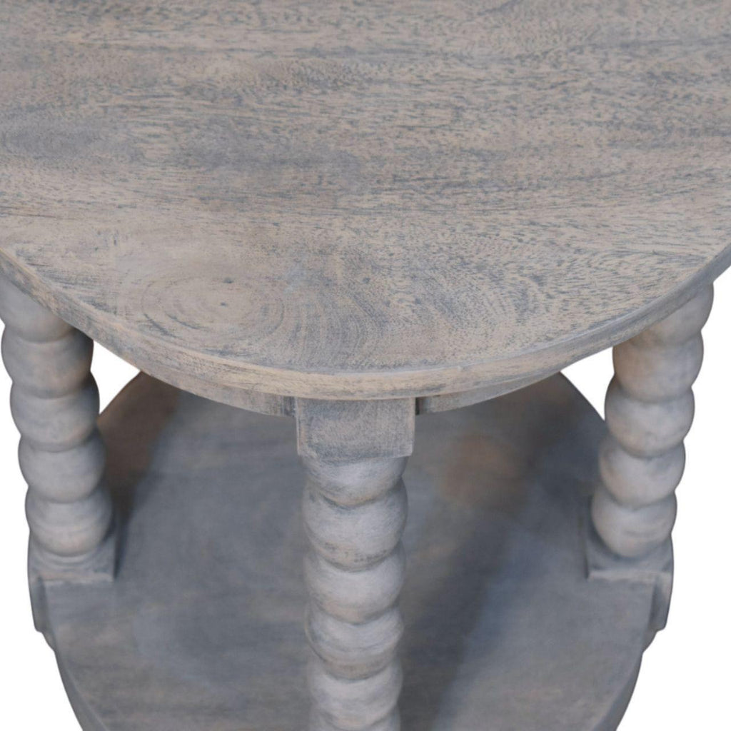 Wood Ellsworth Round Side Table - Acid Wash Finish.