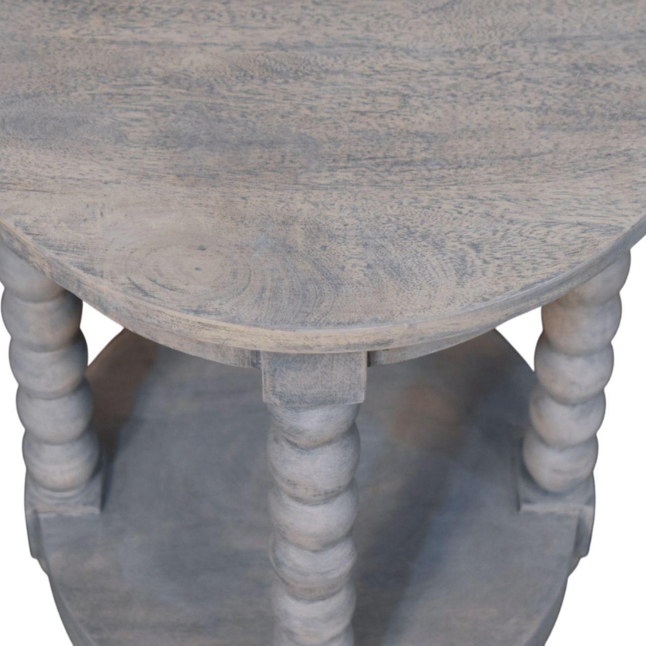 Wood Ellsworth Round Side Table - Acid Wash Finish.