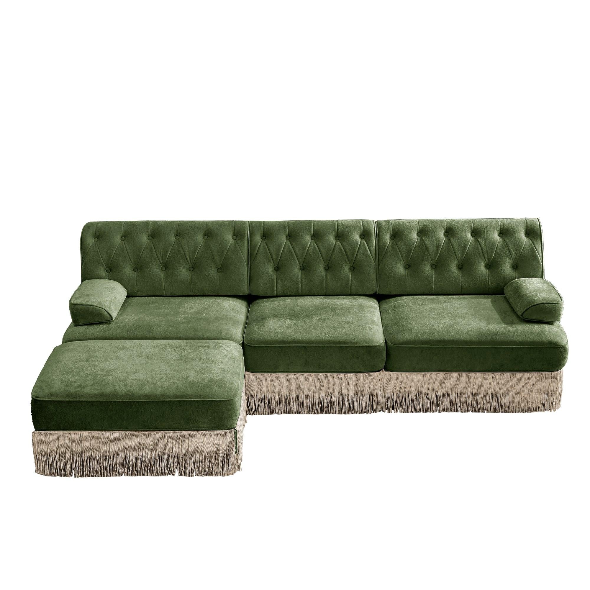 Modular Velvet Sectional Sofa for Living Room - Green.
