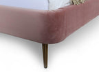 Heather Upholstered Velvet Queen Bed in Blush and Gold