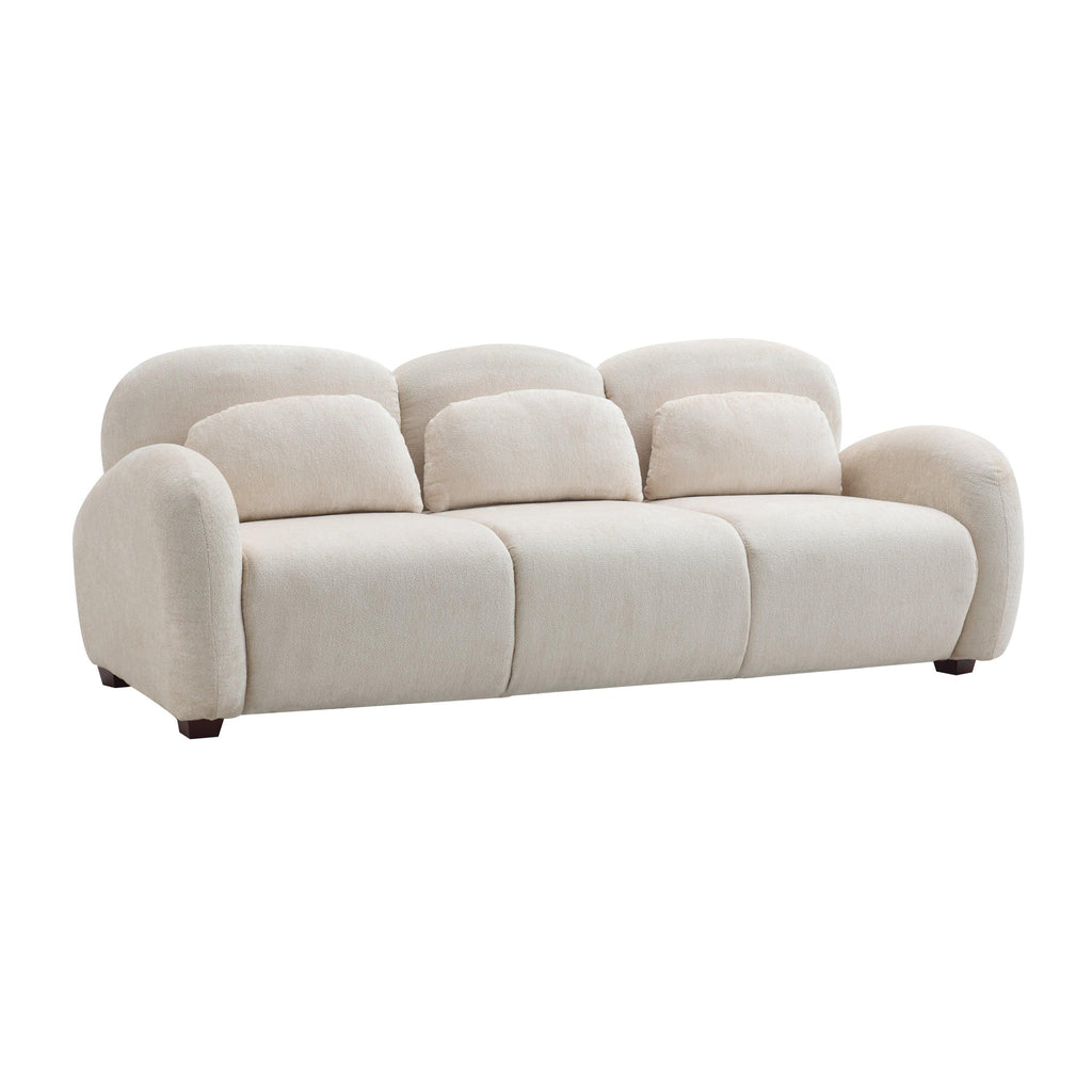 Modern Boucle Sofa - 78 in. 3 Seater Couch with Pillows.