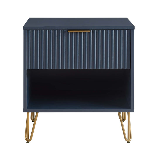 Dumbo 20' Fluted Nightstand in Midnight Blue (1-Drawer)