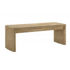 51 Inch Oak Finish Wood Bench for Home Entryway Dining Room, Panel Legs, Light Brown