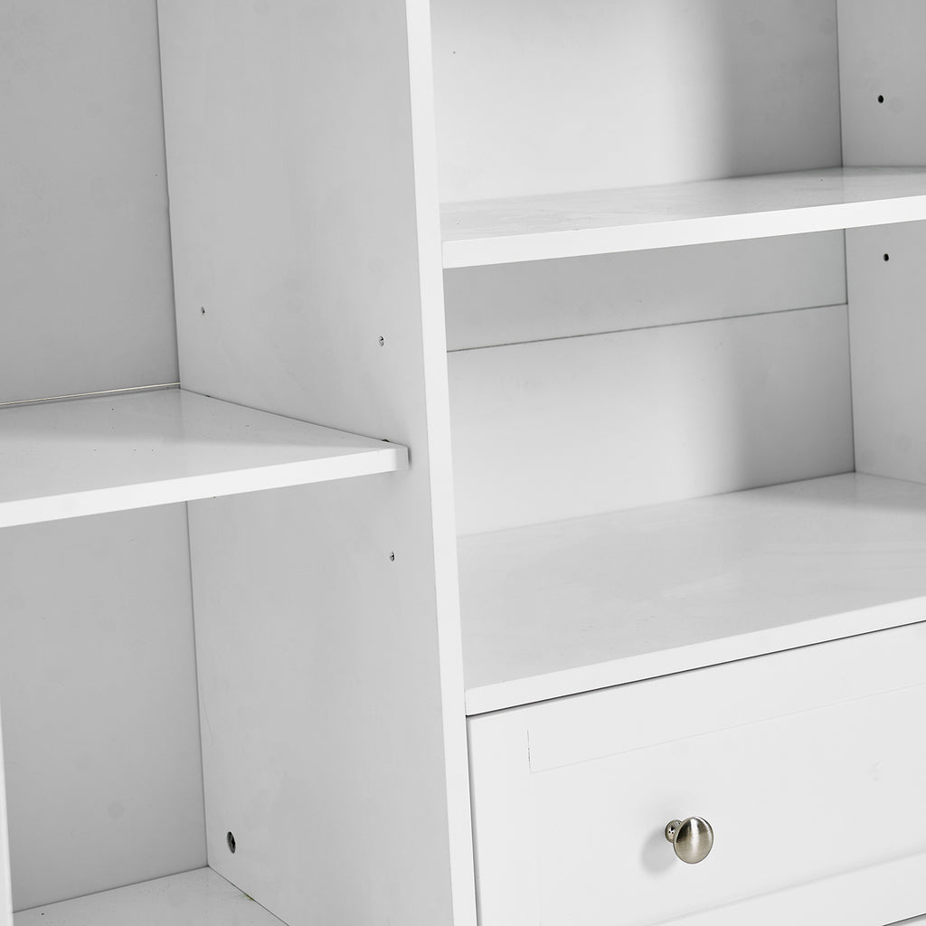 Sideboard Buffet Cabinet, 51' Large Kitchen Storage Cabinet with Drawers, Doors and Adjustable Shelves, Farmhouse Wooden Coffee Bar for Kitchen, White