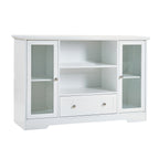 Sideboard Buffet Cabinet, 51' Large Kitchen Storage Cabinet with Drawers, Doors and Adjustable Shelves, Farmhouse Wooden Coffee Bar for Kitchen, White