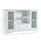 Sideboard Buffet Cabinet, 51' Large Kitchen Storage Cabinet with Drawers, Doors and Adjustable Shelves, Farmhouse Wooden Coffee Bar for Kitchen, White