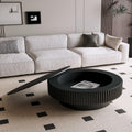 39.37'' Round Coffee Table with Storage Solid Wood Veneered Modern Coffee Table Accent Tea Table for Living Room, Bedroom, Apartment or Office, Black.
