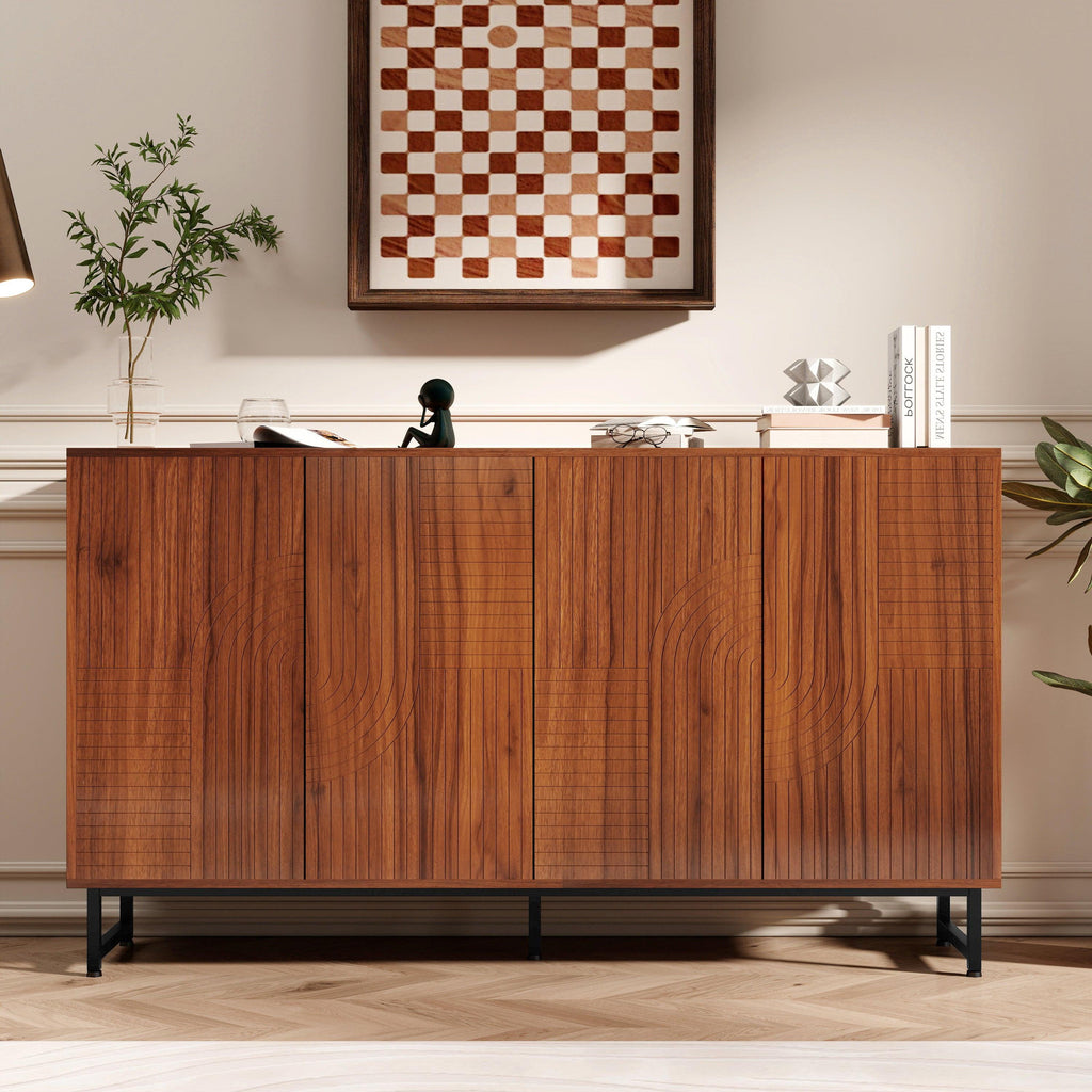 Walnut Mid-Century Modern Sideboard Buffet Cabinet