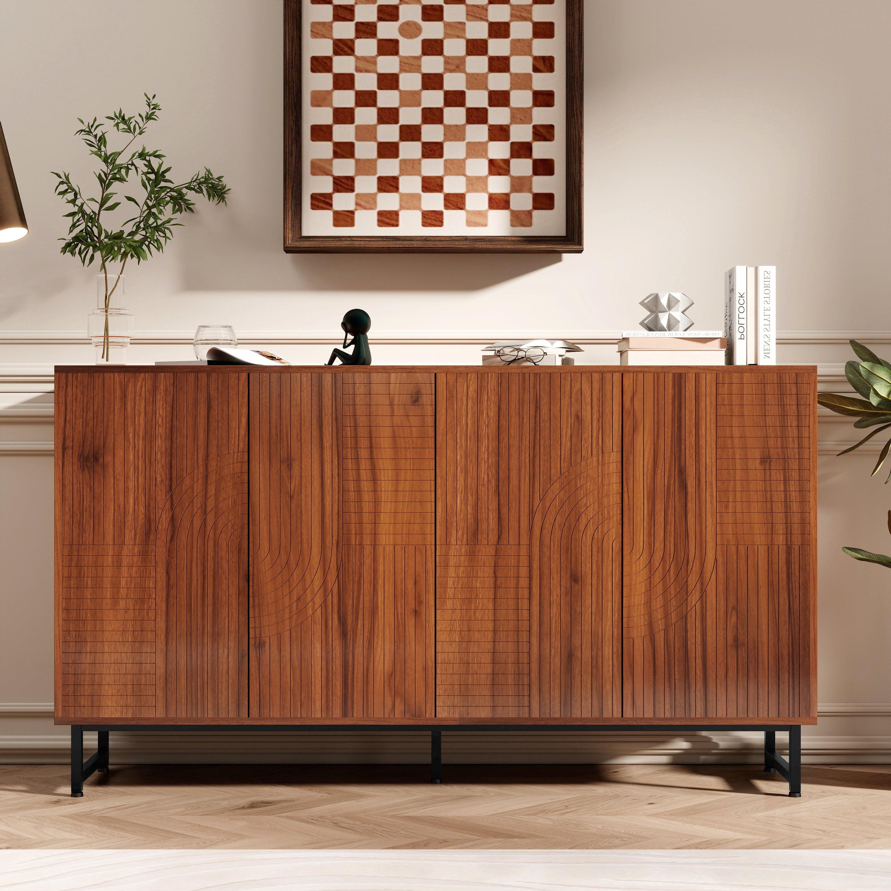 Walnut Mid-Century Modern Sideboard Buffet Cabinet