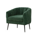 Modern Chenille Vanity Barrel Accent Chair with Metal Legs, Channel Tufted Lounge Chair, Green