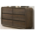 Mid-Century Dresser with Storage and Rounded Edges.