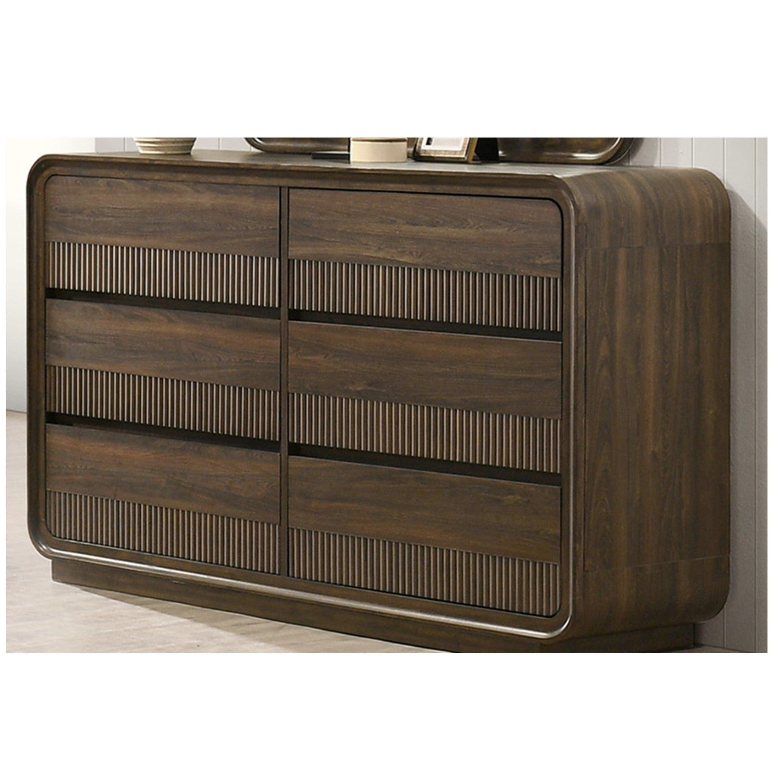 Mid-Century Dresser with Storage and Rounded Edges.