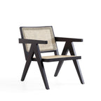 Hamlet Cane Back Wood Accent Armchair in Black and Natural