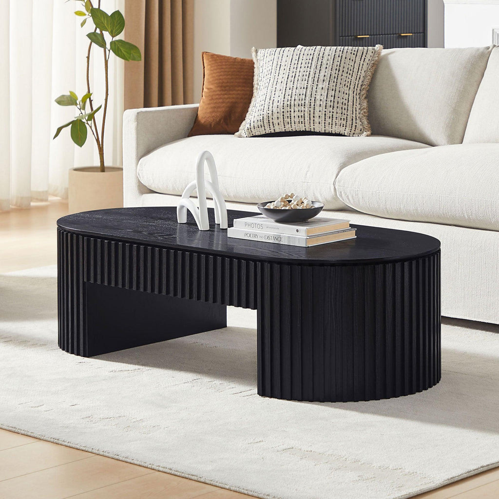 51.18'' Oval Coffee Table with Drawer for Modern Living Room.