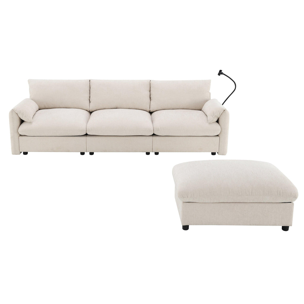Versatile L-Shaped Sectional Sofa with Storage Ottoman.