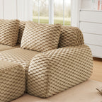 Corner view of Modern Modular Sofa - U-Shaped Sectional in a sunlit room, highlighting its cozy flannelette texture and modular design.