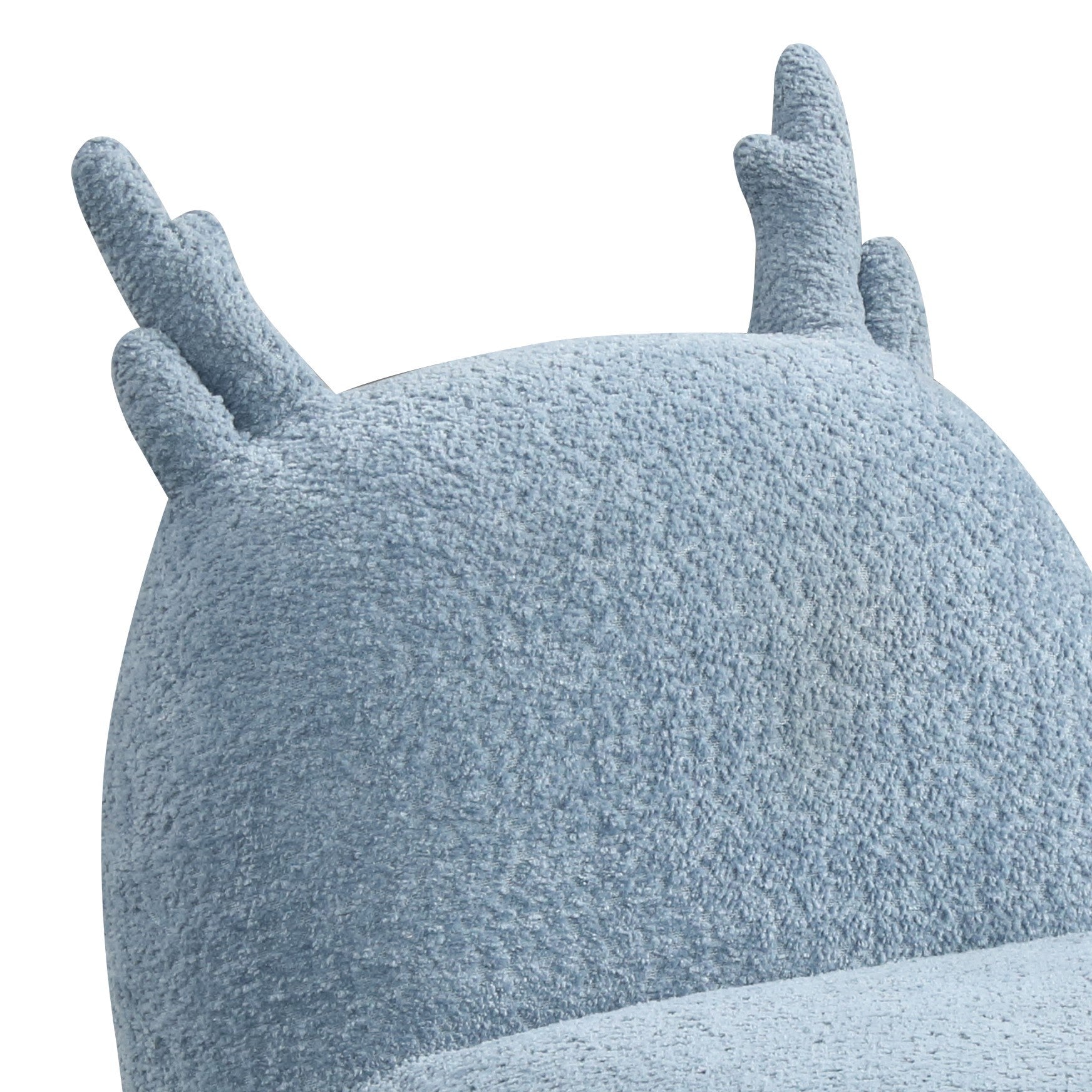 Close-up of Weston Kids Chair - Blue Deer-Shaped showing plush chenille antlers, highlighting the playful and imaginative design for children's rooms.