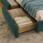 Queen Size Upholstered Bed Frame in Green.