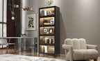 Iron Display Cabinet with Glass Doors - 5-Tier Bookcase.