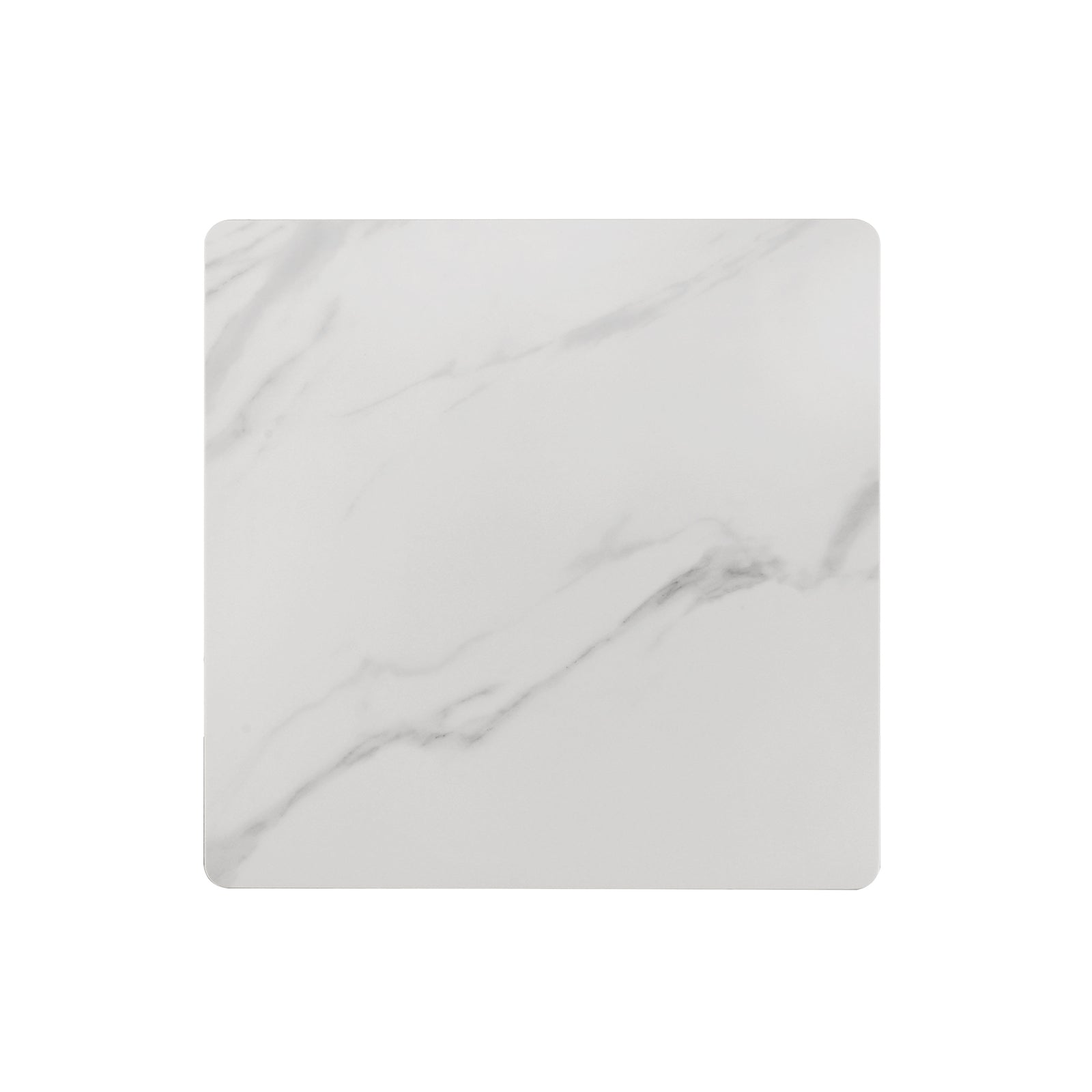 Top view of the Contemporary Sintered Stone End Table showcasing a smooth, white marble-look sintered stone surface.