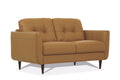 Radwan 59-Inch Camel Leather Loveseat with Button Tufted Backrest
