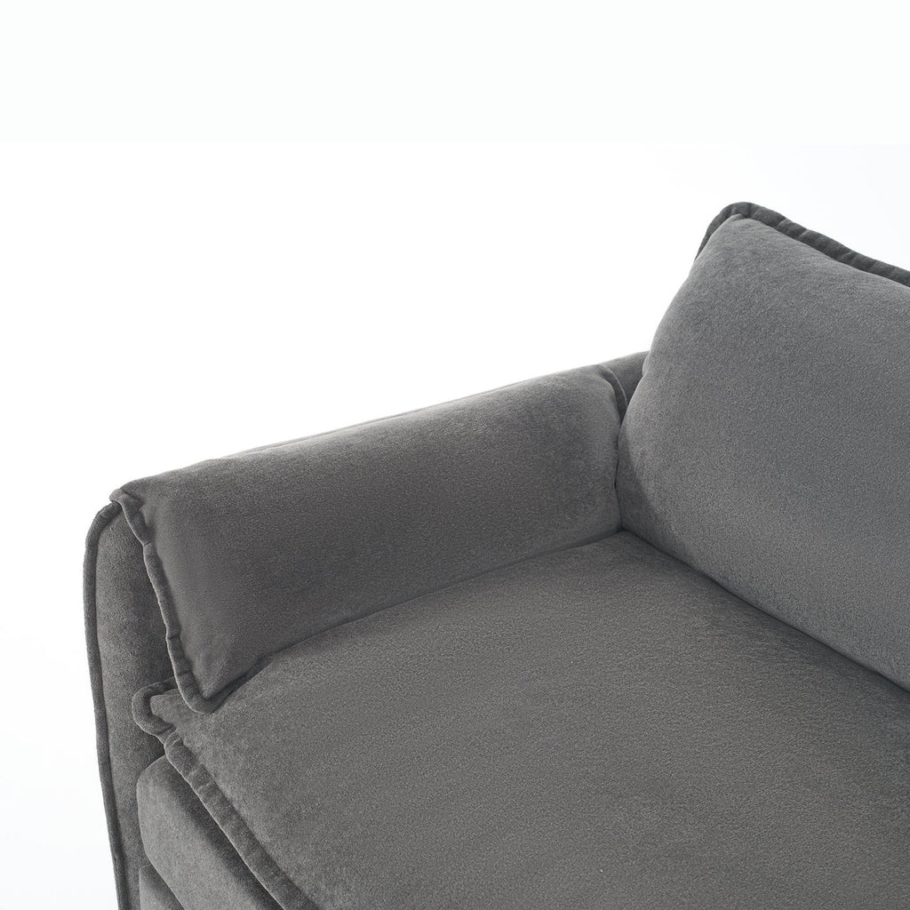 Modular Sectional Sofa Grey with Ottoman for Living Room.