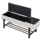 TREXM Farmhouse Upholstered Storage Bench with Hidden Compartment, Modern Entryway Bench for Living Room, Entryway, and Hallways (Espresso)