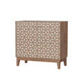 Geometric Sideboard Tangerine Walnut - 31.5" Storage Unit with retro cube pattern and solid wood legs, ideal for modern living spaces.