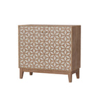 Geometric Sideboard Tangerine Walnut - 31.5" Storage Unit with retro cube pattern and solid wood legs, ideal for modern living spaces.