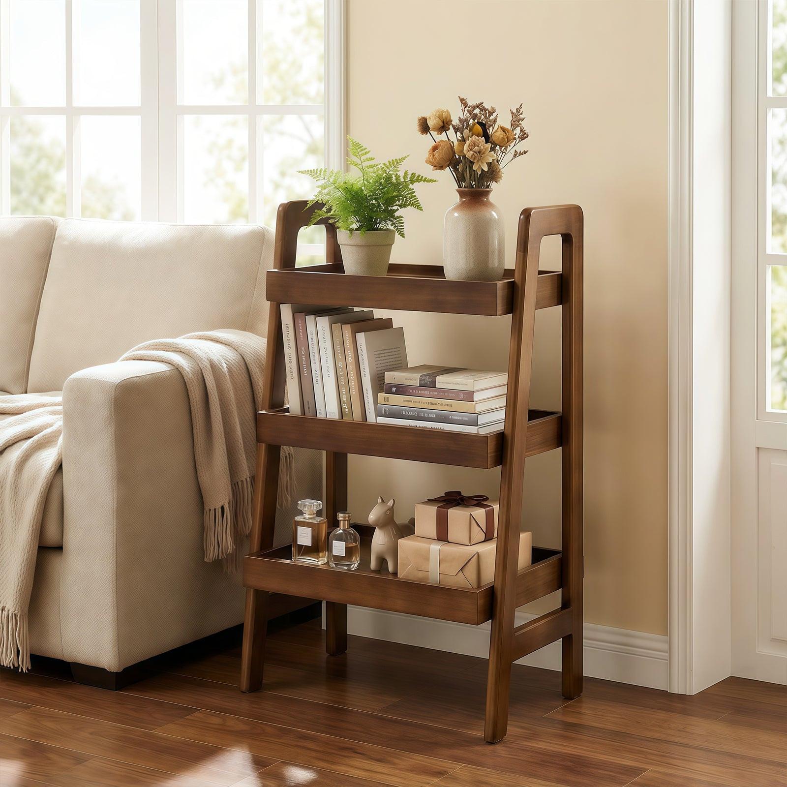 3 Tier Solid Wood Ladder Shelf for Home & Office.