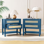 Boho Nightstand with 2 Drawers and Storage Shelf.