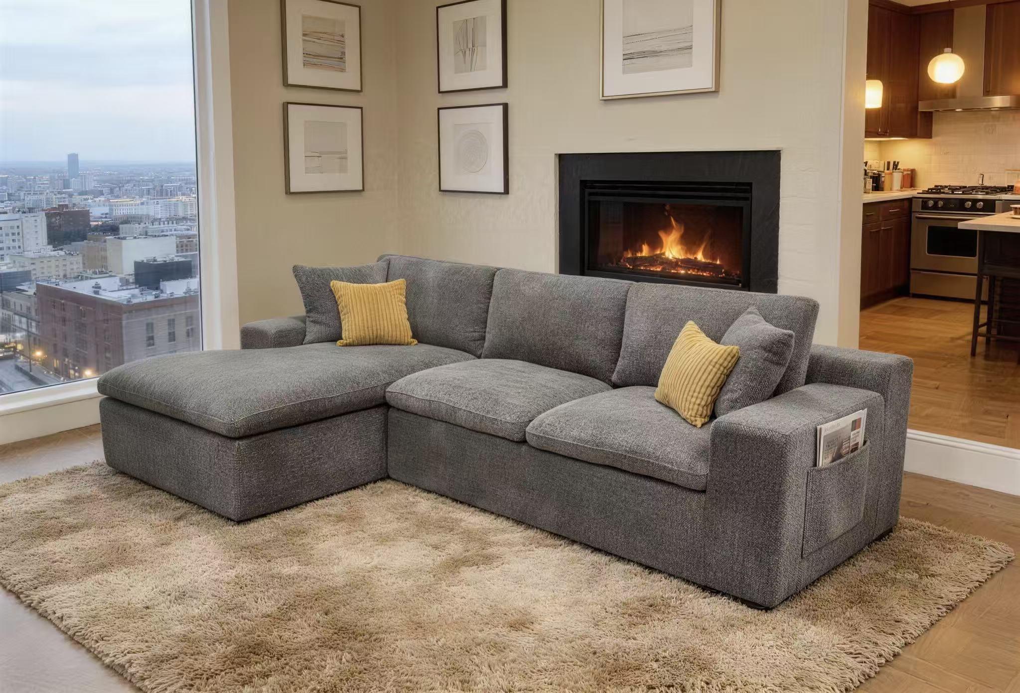 Coffee-Bean Like Full Compressed Sectional Sofa