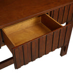 52 inch Sofa Table with Storage Drawers, Mid Century Farmhouse Fluted Console Table with Solid Wood Legs. Entryway Table for Living Room TV, Hallway Entrance Foyer, Cherry