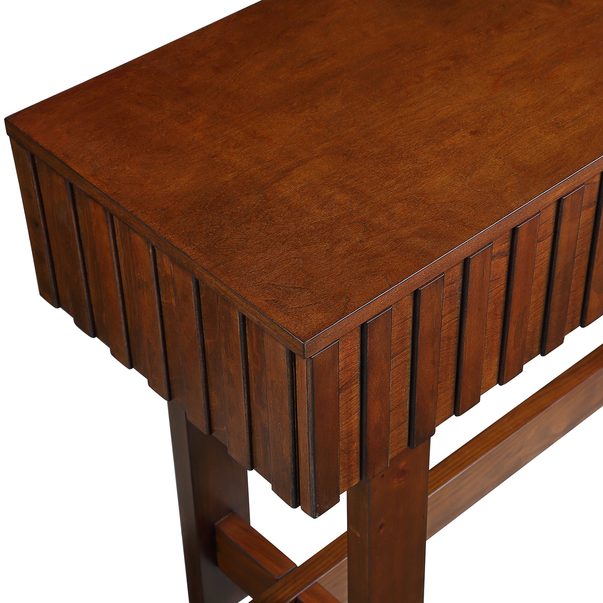 52 inch Sofa Table with Storage Drawers, Mid Century Farmhouse Fluted Console Table with Solid Wood Legs. Entryway Table for Living Room TV, Hallway Entrance Foyer, Cherry