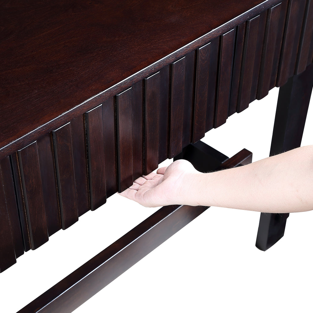 52 inch Sofa Table with Storage Drawers, Mid Century Farmhouse Fluted Console Table with Solid Wood Legs. Entryway Table for Living Room TV, Hallway Entrance Foyer, Espresso