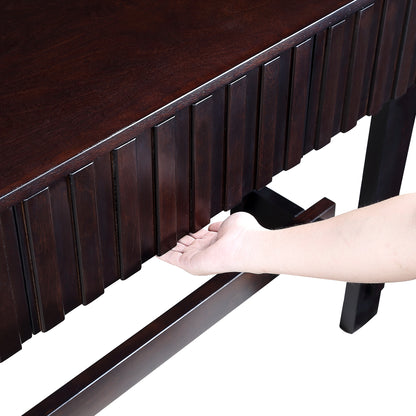 52 inch Sofa Table with Storage Drawers, Mid Century Farmhouse Fluted Console Table with Solid Wood Legs. Entryway Table for Living Room TV, Hallway Entrance Foyer, Espresso