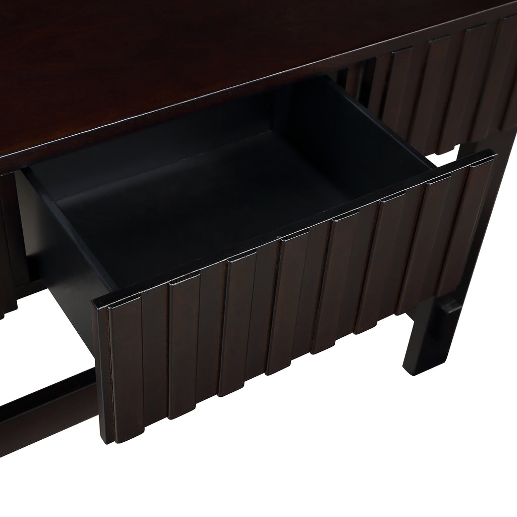 52 inch Sofa Table with Storage Drawers, Mid Century Farmhouse Fluted Console Table with Solid Wood Legs. Entryway Table for Living Room TV, Hallway Entrance Foyer, Espresso