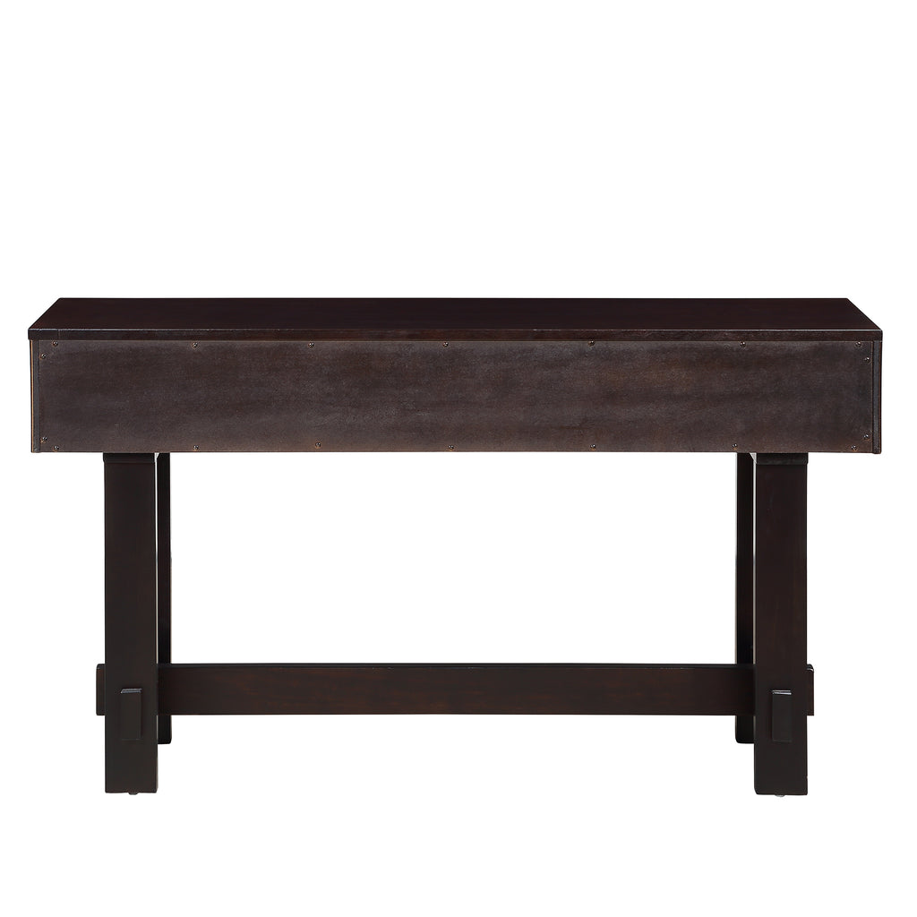 52 inch Sofa Table with Storage Drawers, Mid Century Farmhouse Fluted Console Table with Solid Wood Legs. Entryway Table for Living Room TV, Hallway Entrance Foyer, Espresso