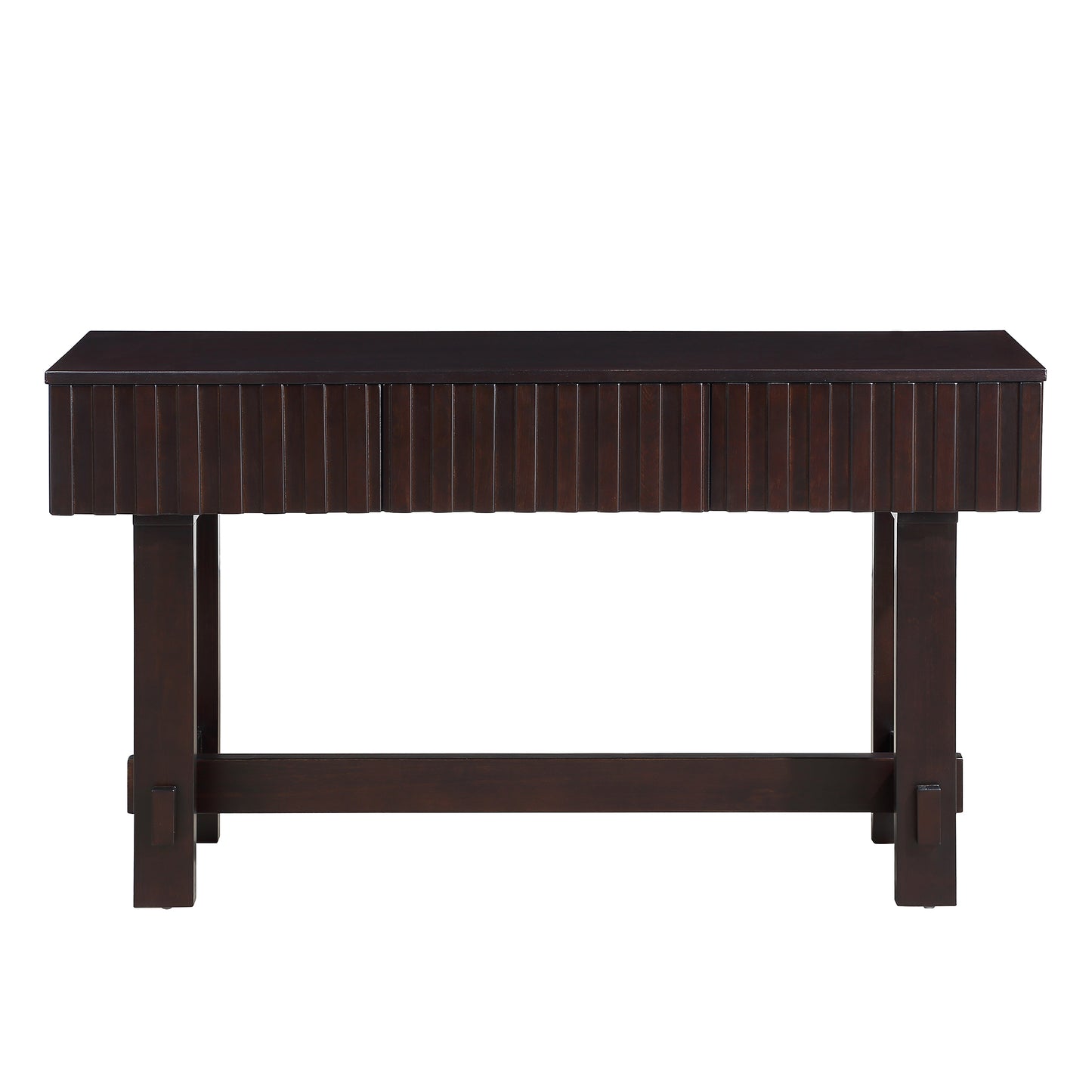 52 inch Sofa Table with Storage Drawers, Mid Century Farmhouse Fluted Console Table with Solid Wood Legs. Entryway Table for Living Room TV, Hallway Entrance Foyer, Espresso