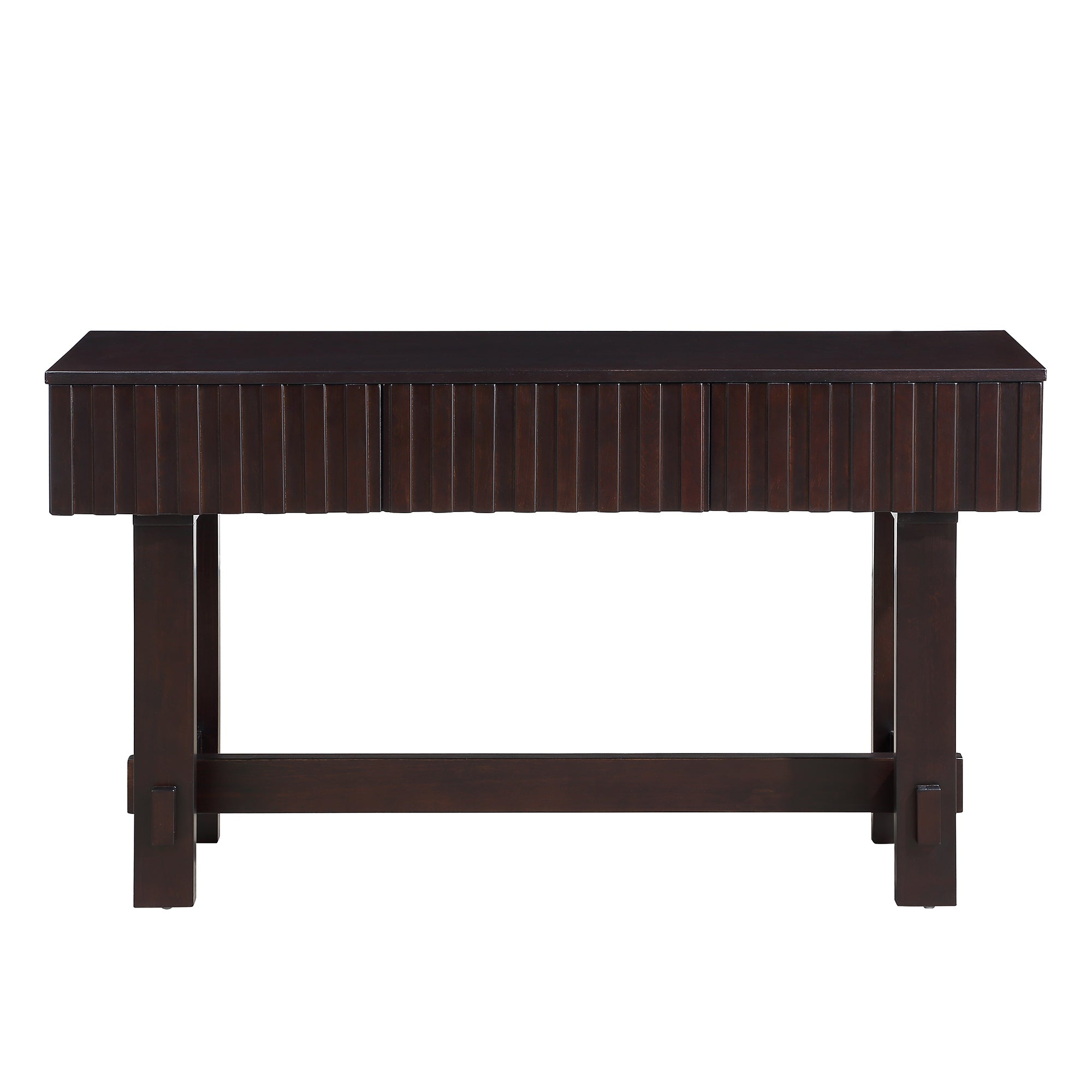 52 inch Sofa Table with Storage Drawers, Mid Century Farmhouse Fluted Console Table with Solid Wood Legs. Entryway Table for Living Room TV, Hallway Entrance Foyer, Espresso