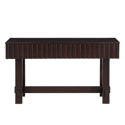 52 inch Sofa Table with Storage Drawers, Mid Century Farmhouse Fluted Console Table with Solid Wood Legs. Entryway Table for Living Room TV, Hallway Entrance Foyer, Espresso