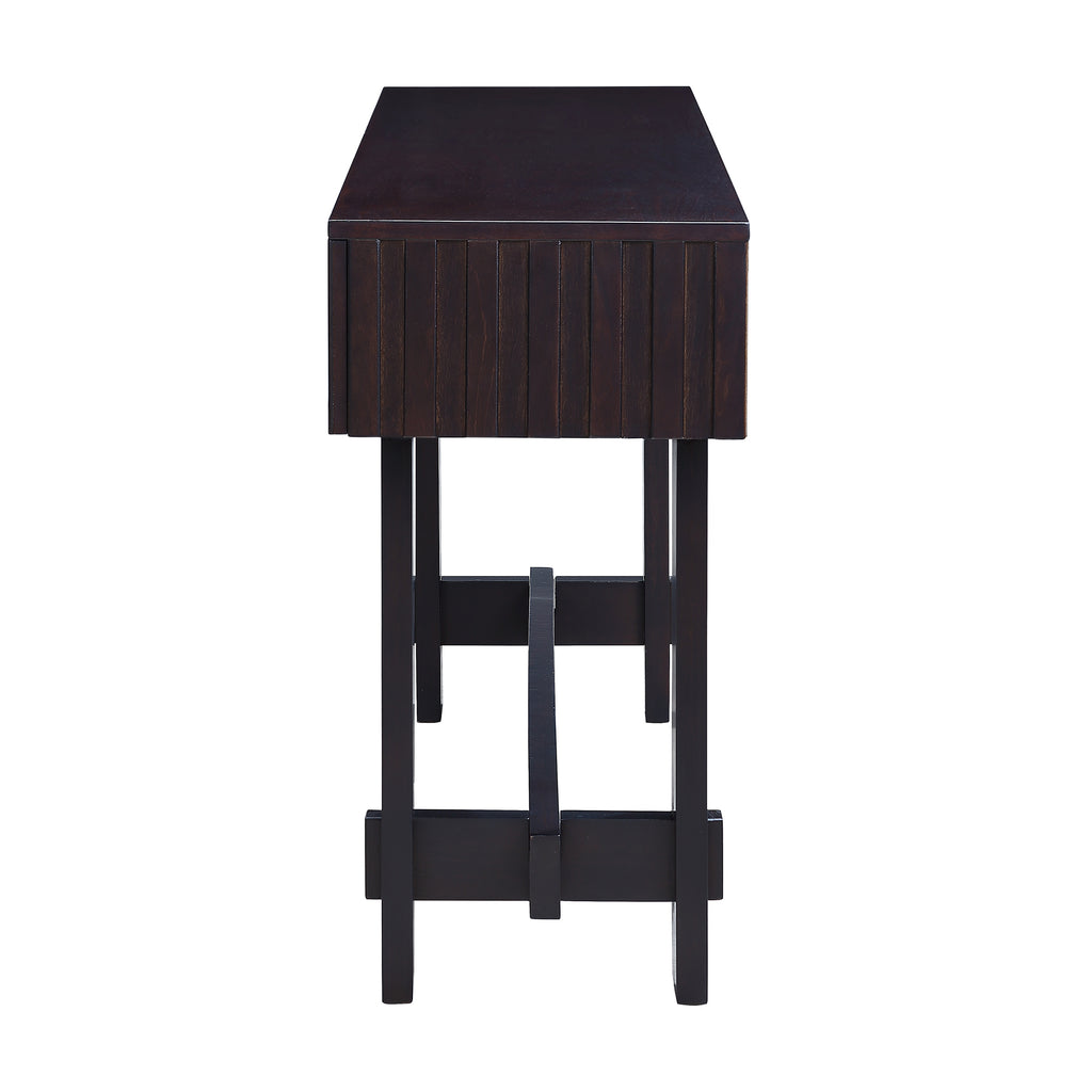 52 inch Sofa Table with Storage Drawers, Mid Century Farmhouse Fluted Console Table with Solid Wood Legs. Entryway Table for Living Room TV, Hallway Entrance Foyer, Espresso