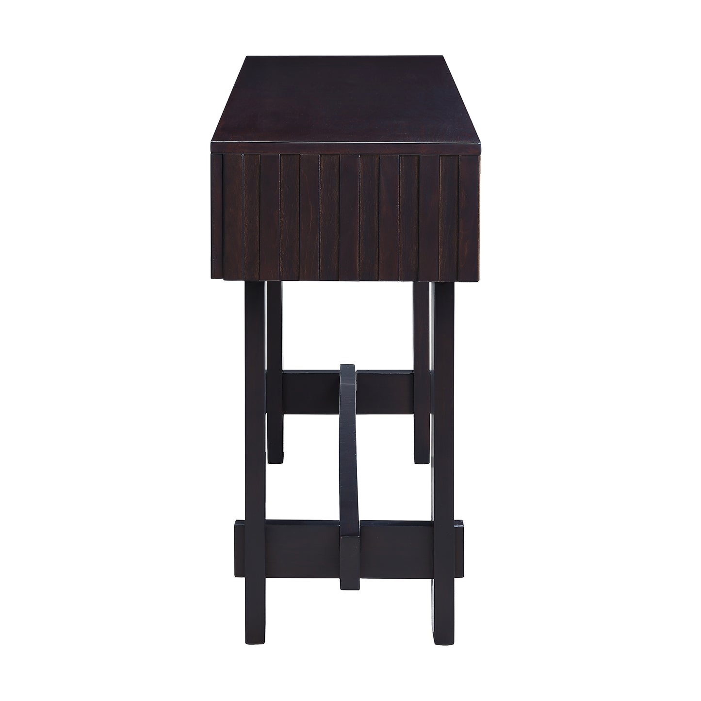 52 inch Sofa Table with Storage Drawers, Mid Century Farmhouse Fluted Console Table with Solid Wood Legs. Entryway Table for Living Room TV, Hallway Entrance Foyer, Espresso