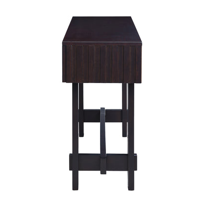 52 inch Sofa Table with Storage Drawers, Mid Century Farmhouse Fluted Console Table with Solid Wood Legs. Entryway Table for Living Room TV, Hallway Entrance Foyer, Espresso