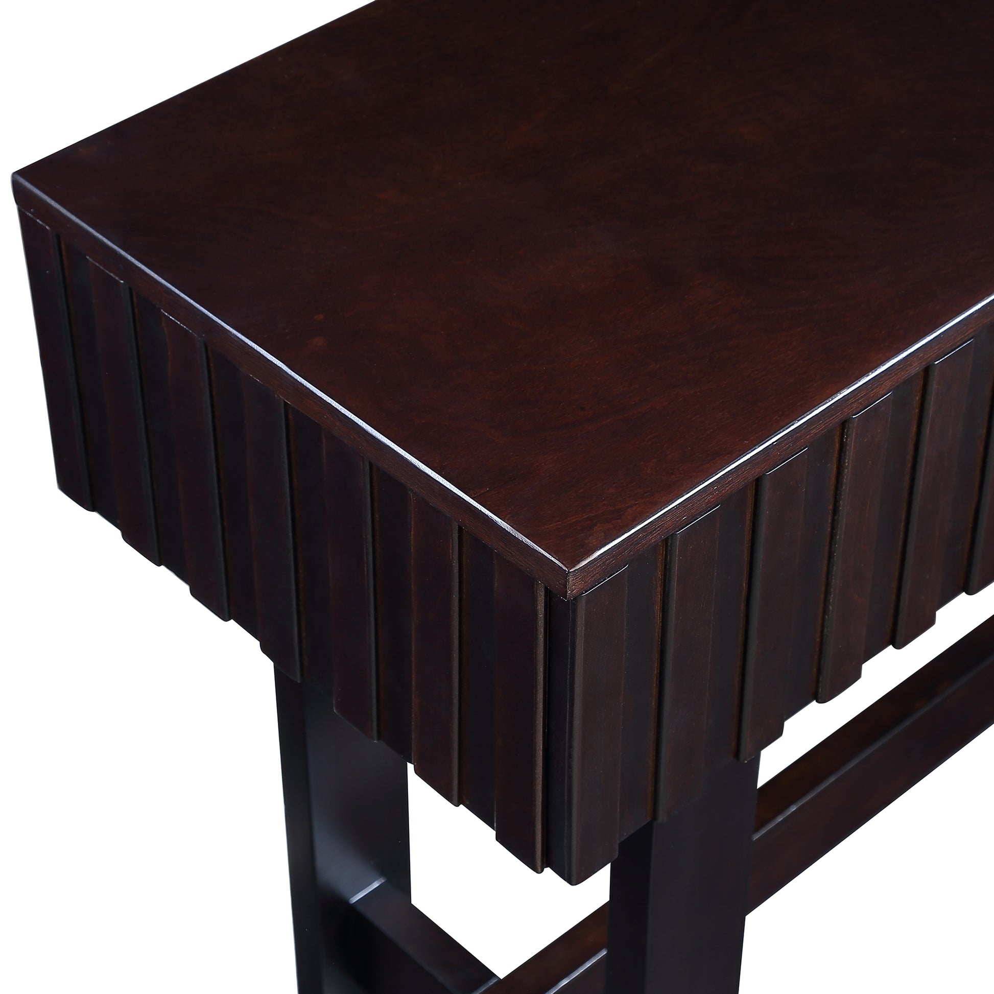 52 inch Sofa Table with Storage Drawers, Mid Century Farmhouse Fluted Console Table with Solid Wood Legs. Entryway Table for Living Room TV, Hallway Entrance Foyer, Espresso