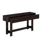 52 inch Sofa Table with Storage Drawers, Mid Century Farmhouse Fluted Console Table with Solid Wood Legs. Entryway Table for Living Room TV, Hallway Entrance Foyer, Espresso